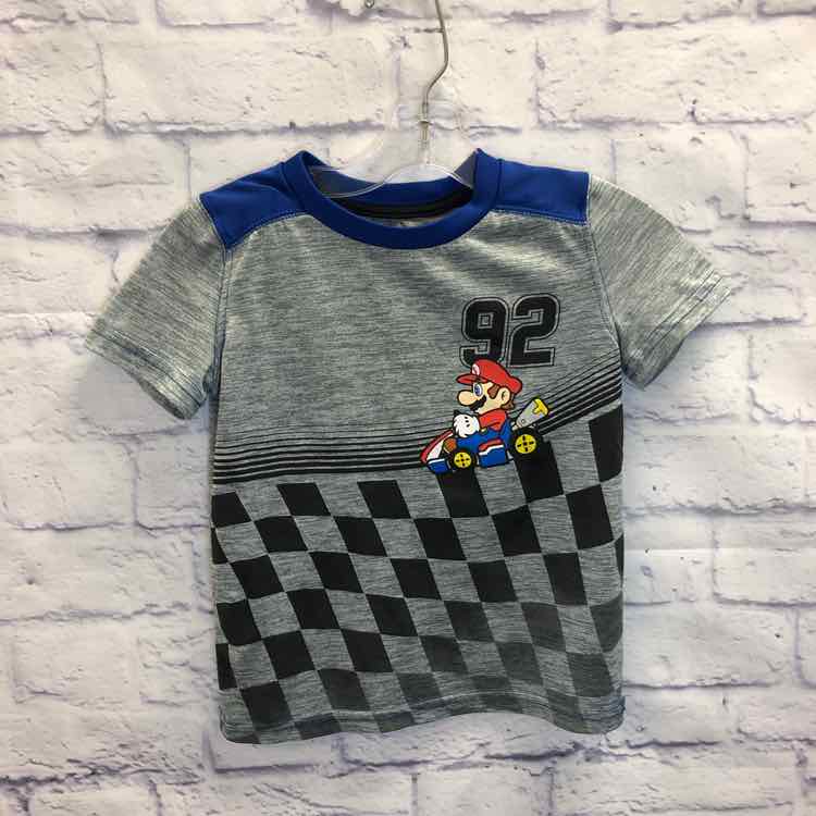 Super Mario Gray Size 5 Boys Short Sleeve Shirt