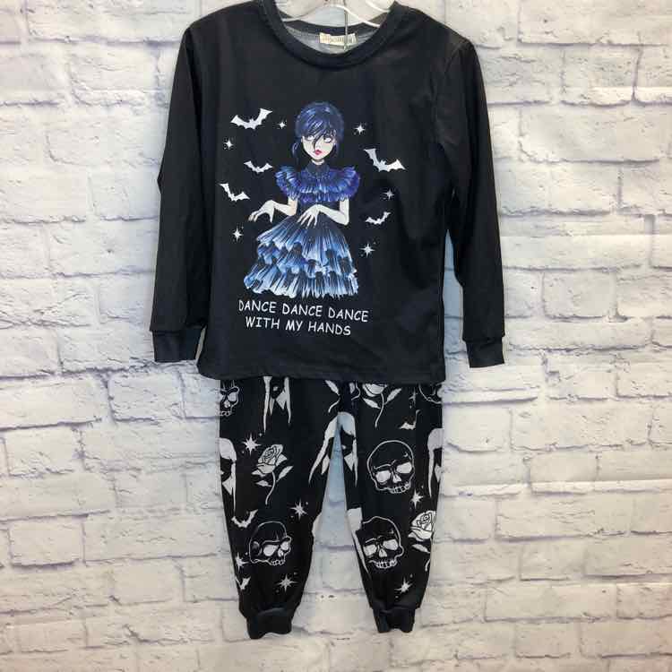 Wednesday Inspired Black Size 7 Girls Pajamas