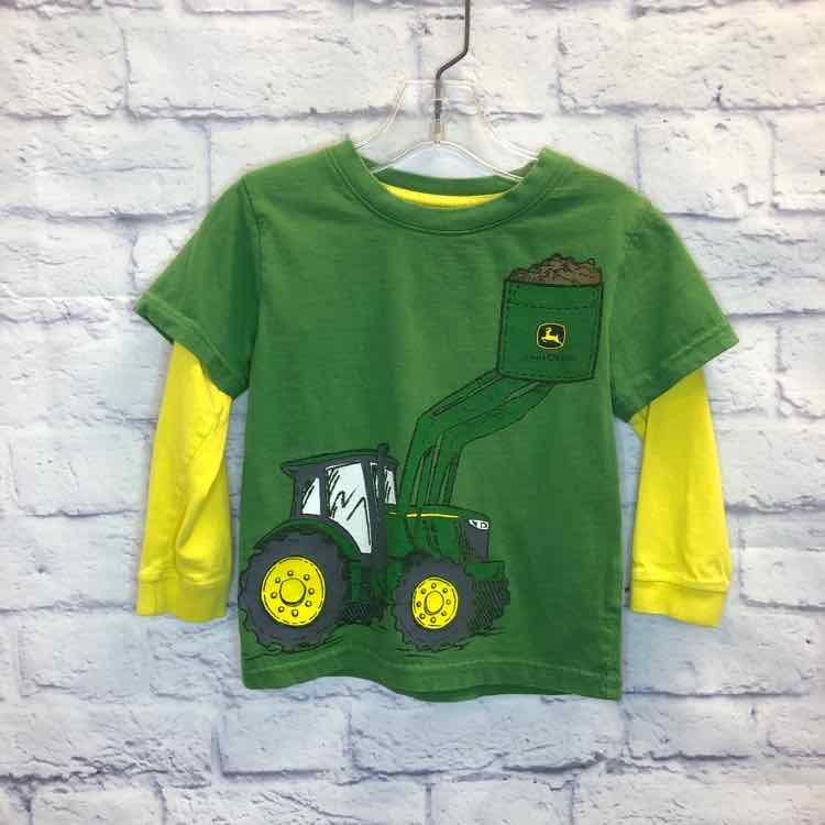 John Deere Green Size 2T Boys Long Sleeve Shirt