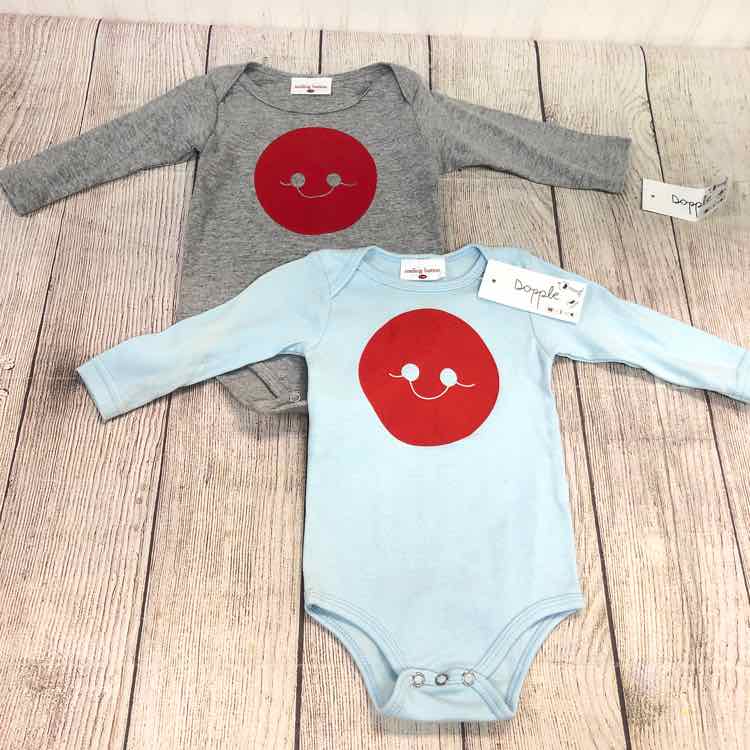 Smiling Button Blue Size 6-12 months Boys Bodysuit