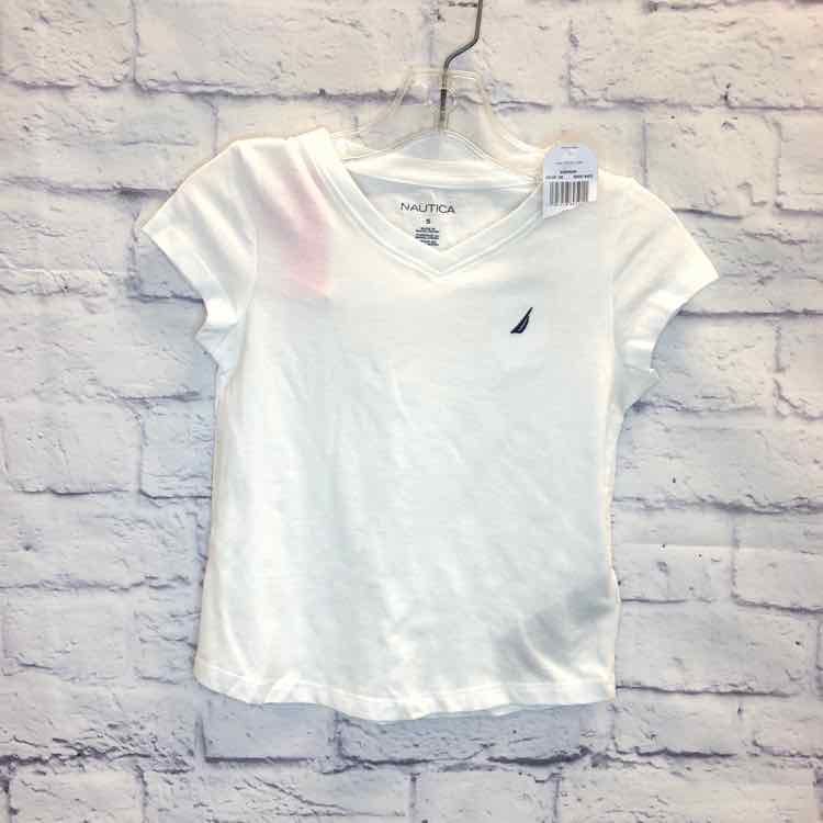 Nautica White Size 5 Girls Short Sleeve Shirt