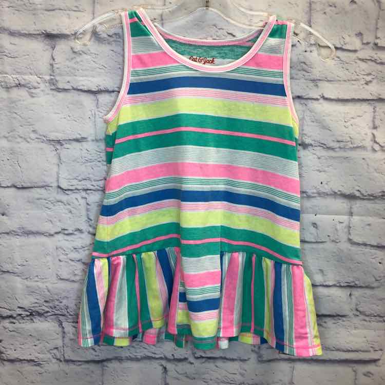 Cat & Jack Stripe Size 6 Girls Tank Top