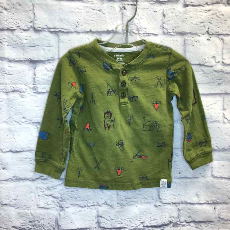 Carters Green Size 24 Months Boys Long Sleeve Shirt