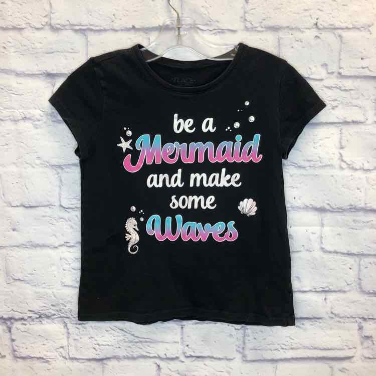 Childrens Place Black Size 7 Girls Short Sleeve Shirt