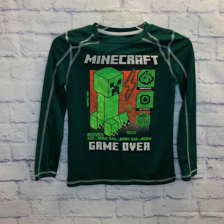 Minecraft Green Size 10 Boys Long Sleeve Shirt