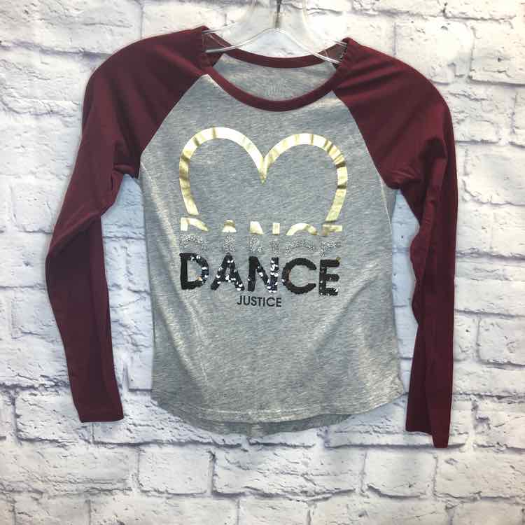 Justice Maroon Size 10 Girls Long Sleeve Shirt