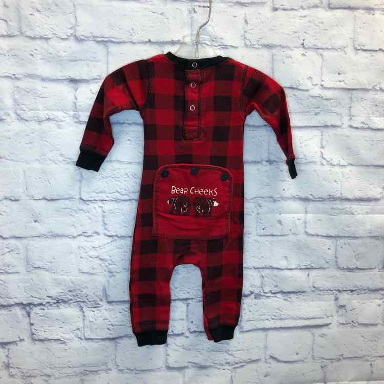 Lazy One Red & Black Size 6 Months Onesie Flapjack