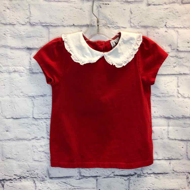 Janie & Jack Red Size 7 Girls Short Sleeve Shirt