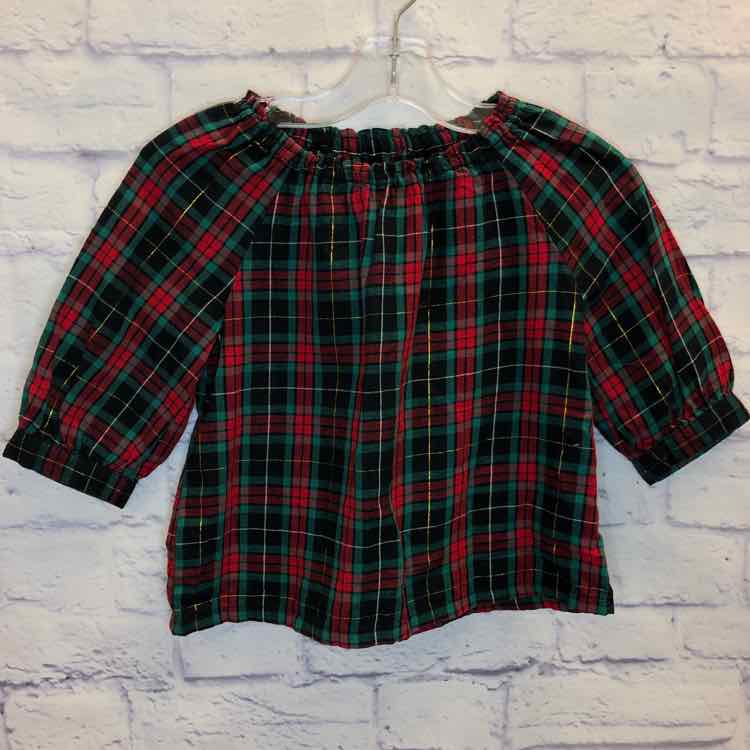 Old Navy Red & Green Size 5 Girls Long Sleeve Shirt