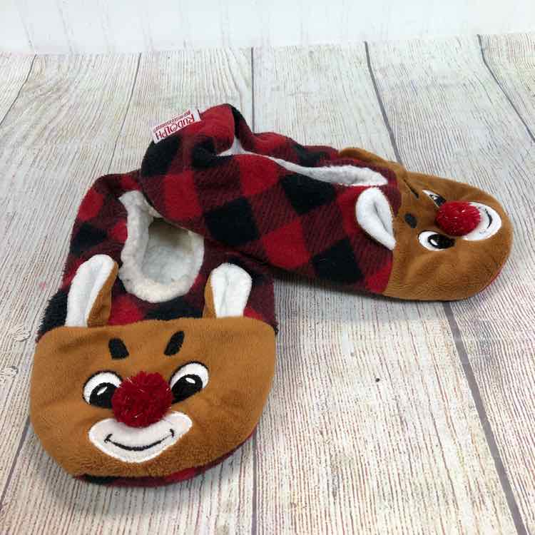 Rudolph Red & Black Size 4 Girls Slippers