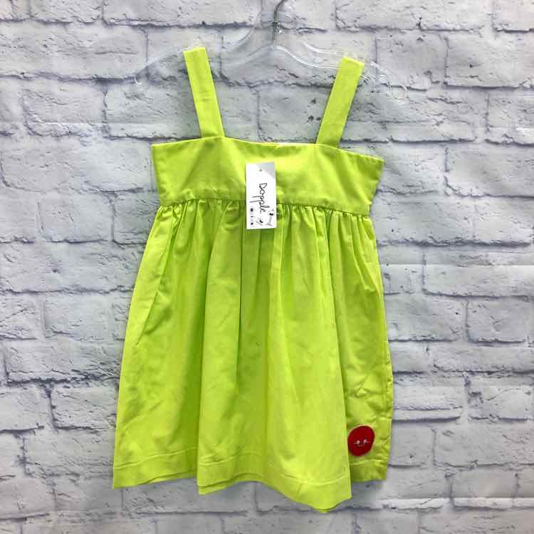 Smiling Button Green Size 5 Girls Dress