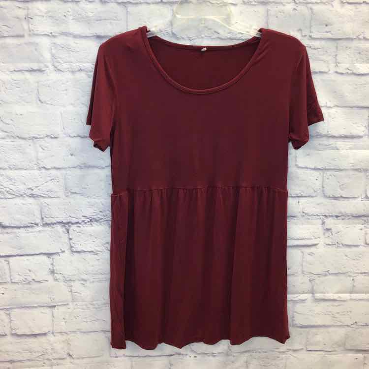 Maroon Size L Maternity Short Slv Top