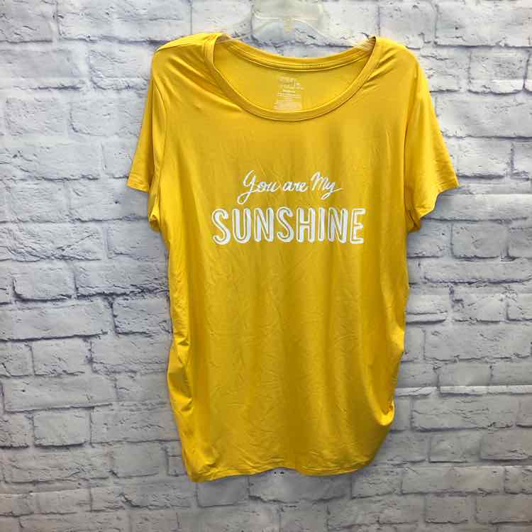 Time and Tru Yellow Size XL Maternity Short Slv Top