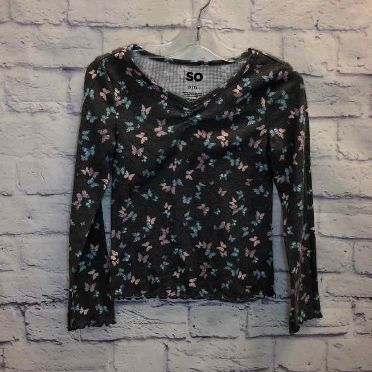 SO Gray Size 7 Girls Long Sleeve Shirt