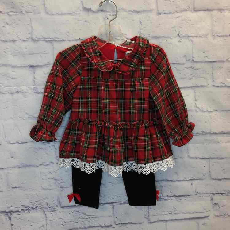 Rare Editions Red & Green Size 18 Months Girls 2 Piece Outfit