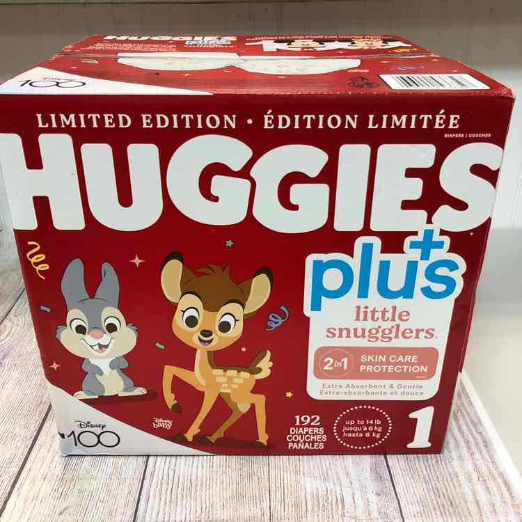 NEW! Huggies Plus Little Snugglers Diapers 192 Pack Size 1