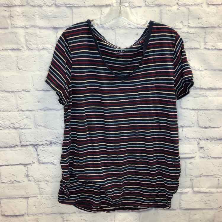 Isabel Maternity Stripe Size XXL Maternity Short Slv Top