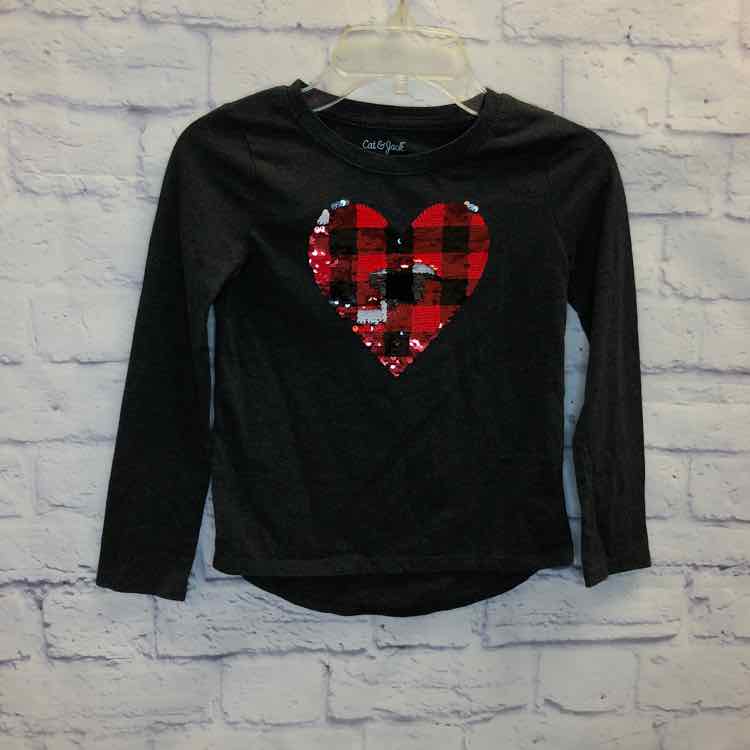 Cat & Jack Gray Size 6 Girls Long Sleeve Shirt