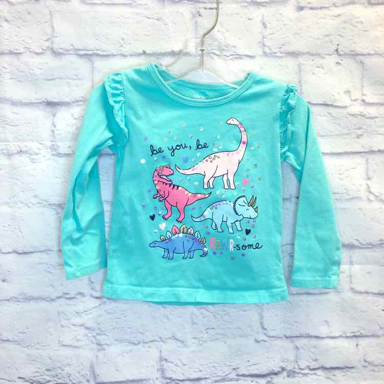 Carters Green Size 24 Months Girls Long Sleeve Shirt