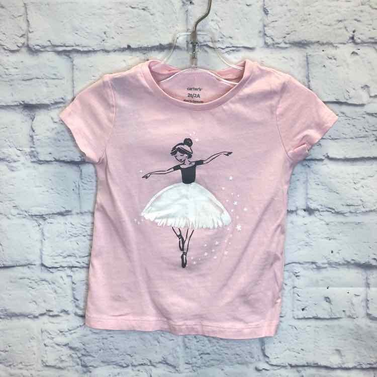 Carters Pink Size 2T Girls Short Sleeve Shirt