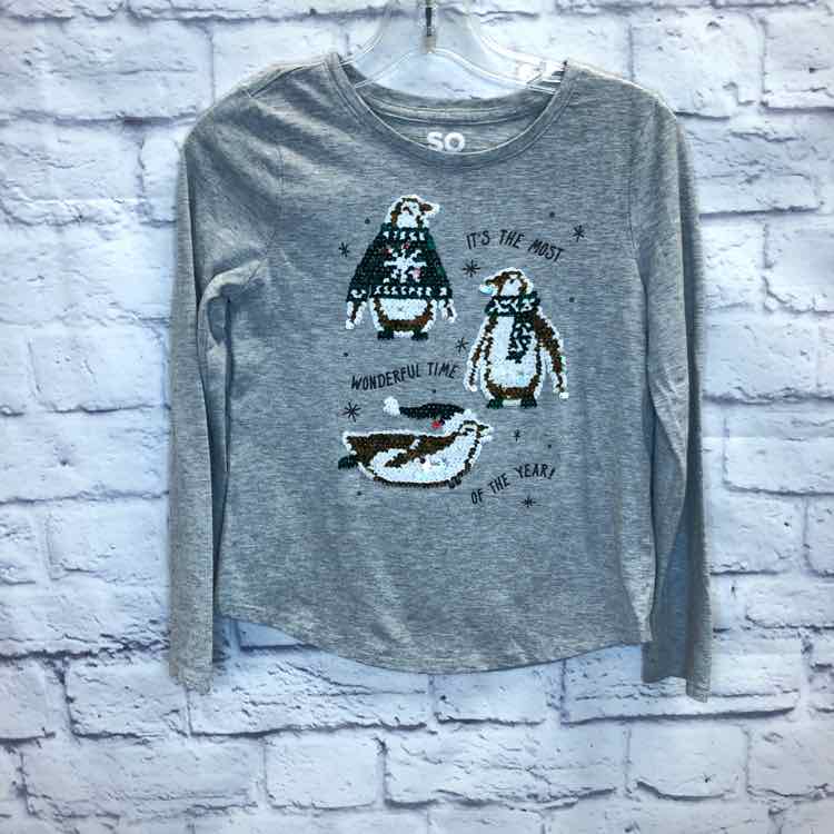 SO Gray Size 7 Girls Long Sleeve Shirt