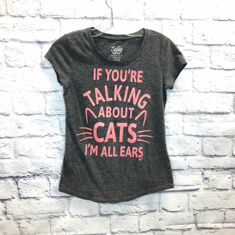 Justice Gray Size 8 Girls Short Sleeve Shirt