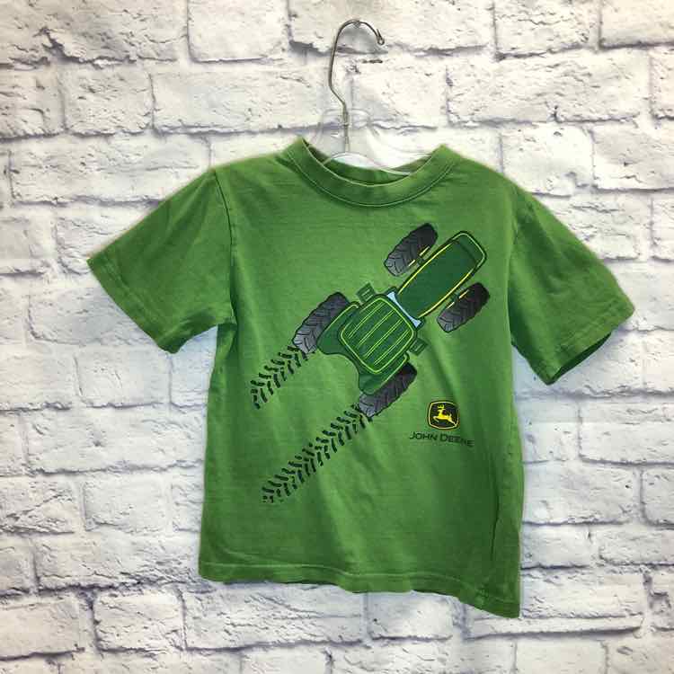 John Deere Green Size 7 Boys Short Sleeve Shirt