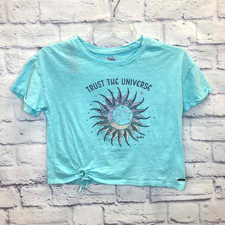 Justice Aqua Size 12 Girls Short Sleeve Shirt