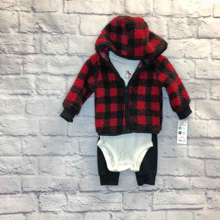 Just One You Red & Black Size 6 Months Boys 3 Piece Outfit