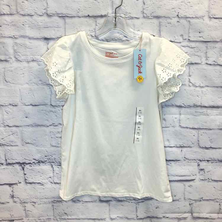 Cat & Jack White Size 14 Girls Short Sleeve Shirt