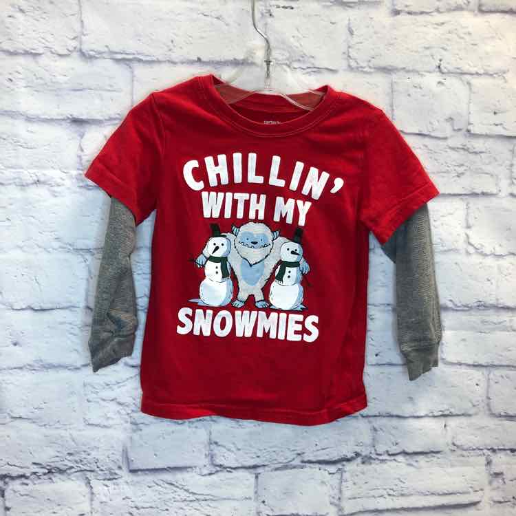 Carters Red Size 3T Boys Long Sleeve Shirt