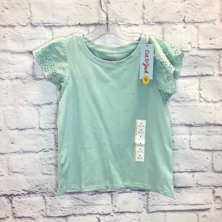 Cat & Jack Green Size 6 Girls Short Sleeve Shirt
