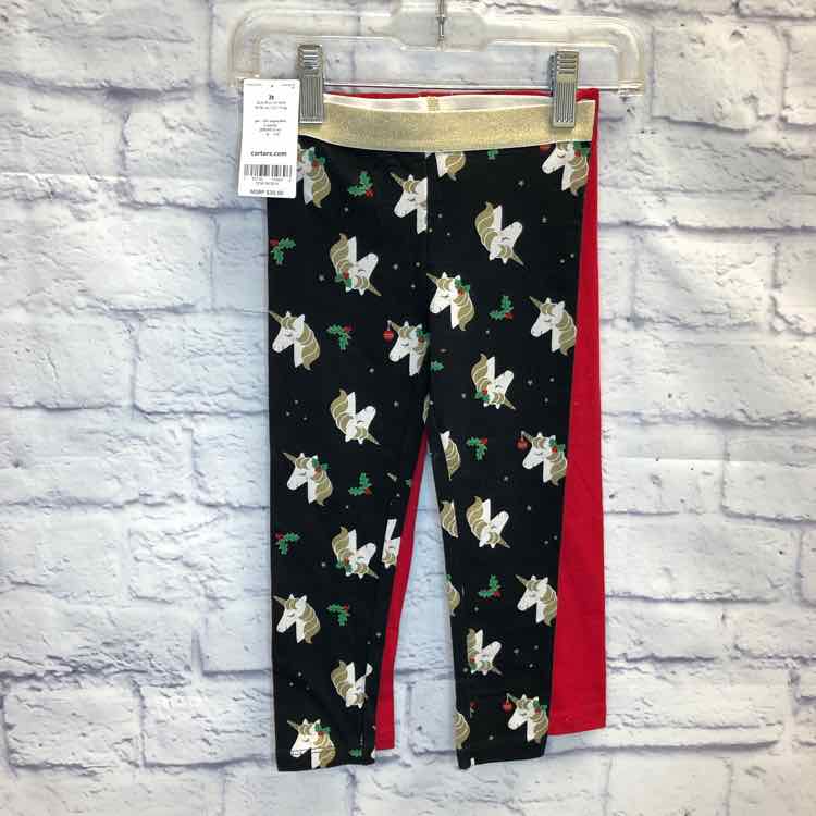 Carters Red & Black Size 3T Girls Leggings