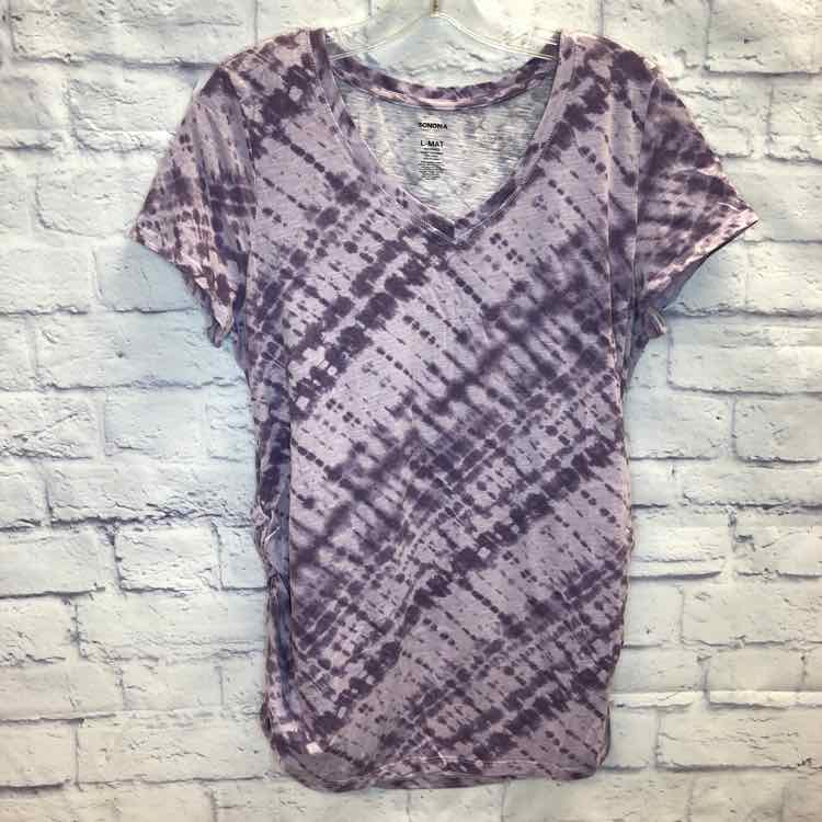 Sonoma Purple Size L Maternity Short Slv Top