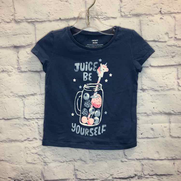 Carters Blue Size 2T Girls Short Sleeve Shirt