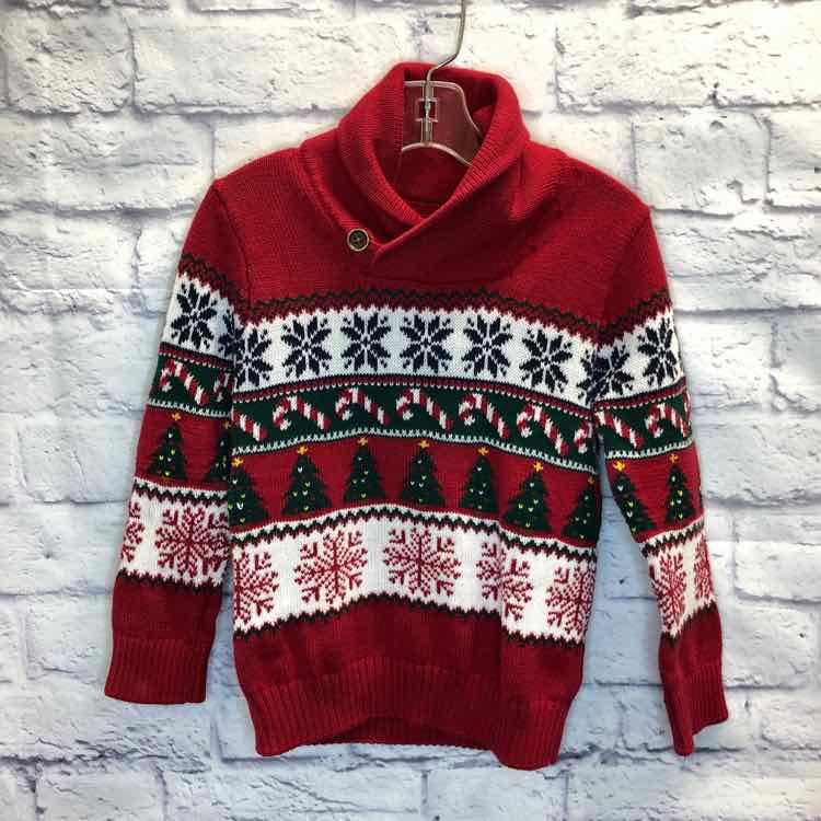 Childrens Place Red & Green Size 3T Boys Sweater