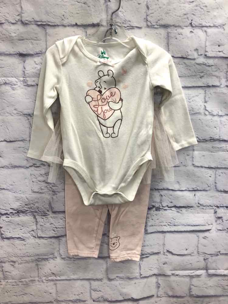 Disney White Size 24 Months Girls 2 Piece Outfit