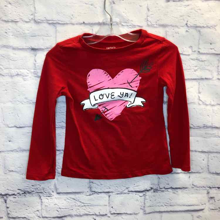 Carters Red Size 4T Girls Long Sleeve Shirt