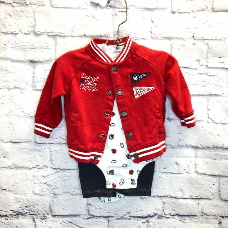 Carters Red Size 9 Months Boys 3 Piece Outfit