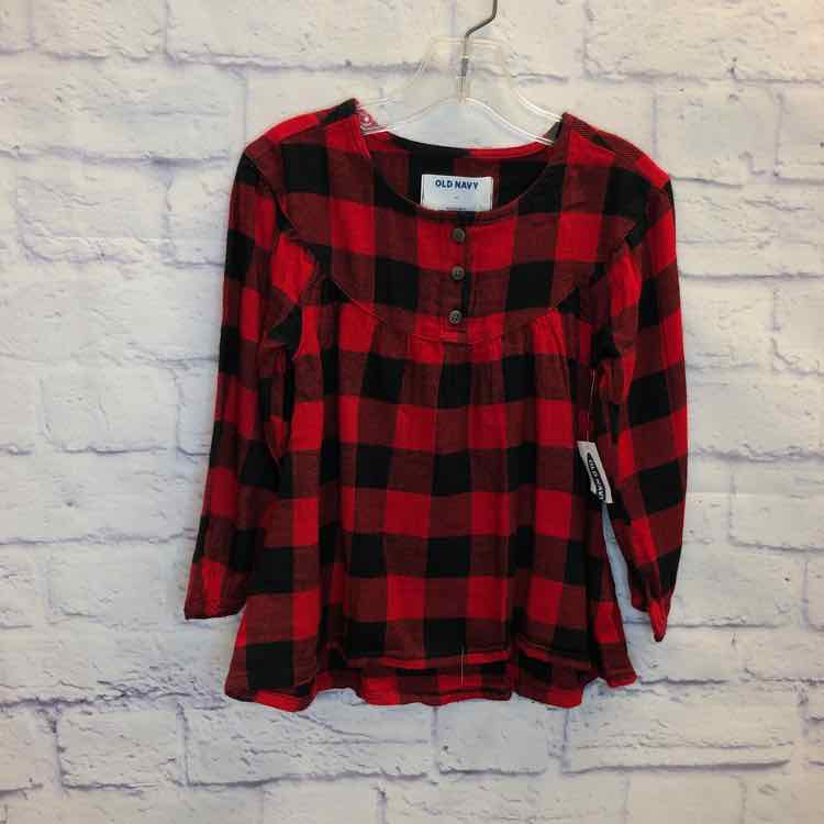 Old Navy Red & Black Size 4T Girls Long Sleeve Shirt