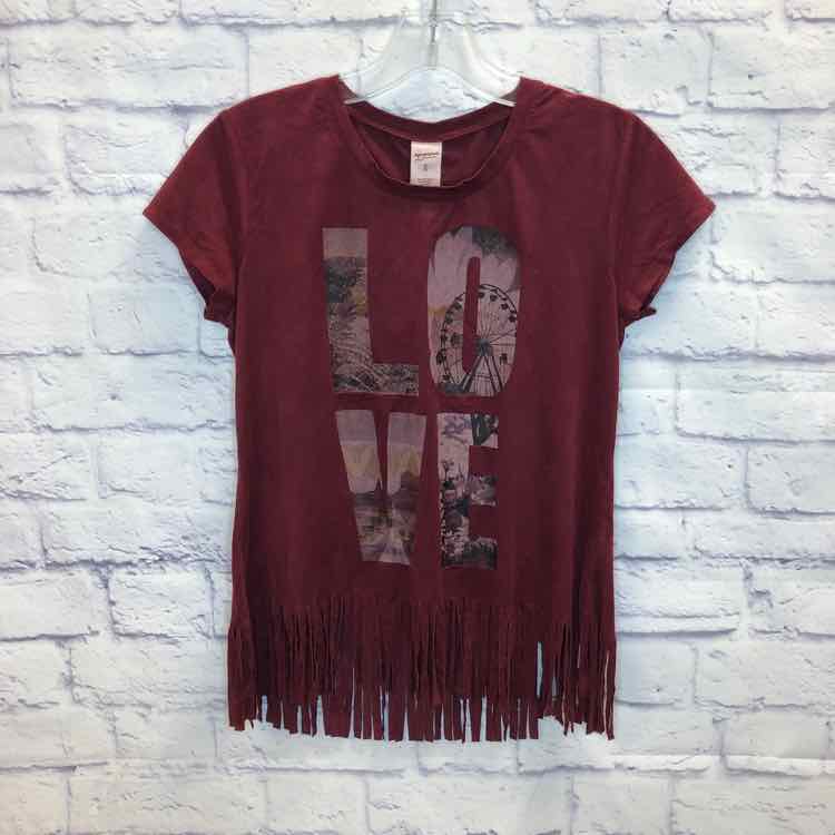 Arizona Maroon Size 16 Girls Short Sleeve Shirt