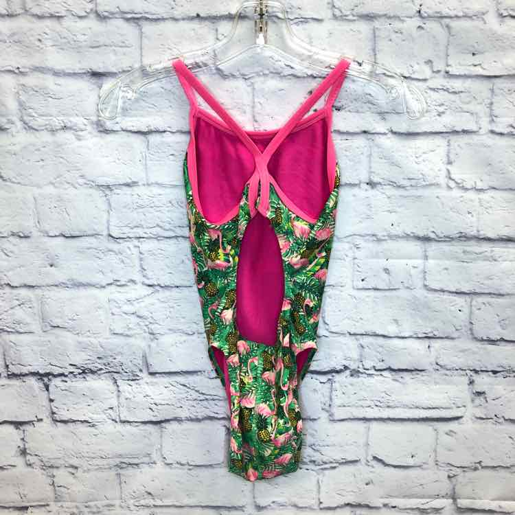 Sporti Green Size 10 Girls Swimsuit