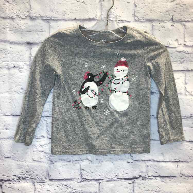 Carters Gray Size 4T Girls Long Sleeve Shirt