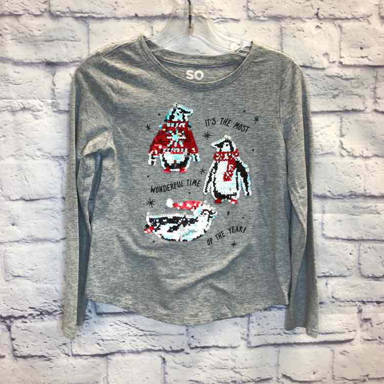 SO Gray Size 7 Girls Long Sleeve Shirt