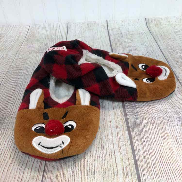 Rudolph Red & Black Size 4 Girls Slippers