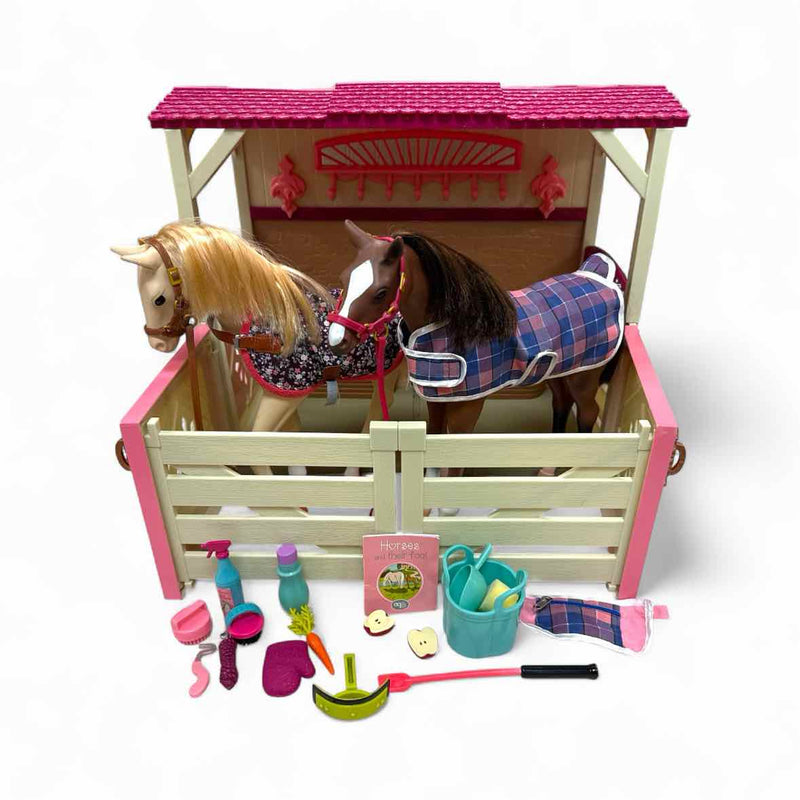 Glitter Girls Doll Stable Playset + 2 Our Generation Horses