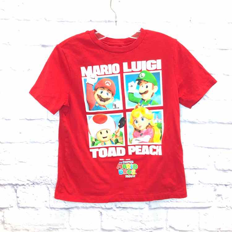 Super Mario Red Size 8 Boys Short Sleeve Shirt