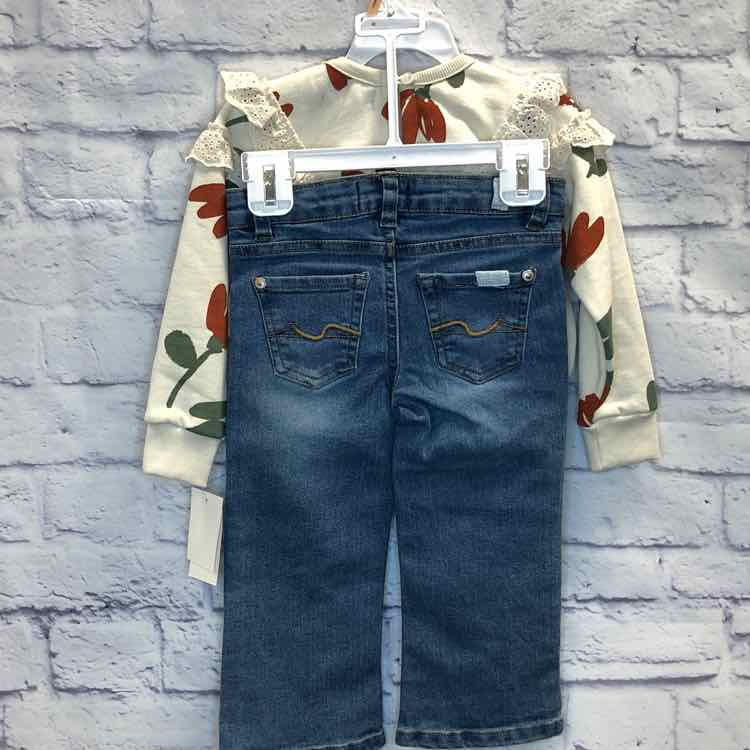 7 For All Mankind Floral Size 2T Girls 2 Piece Outfit