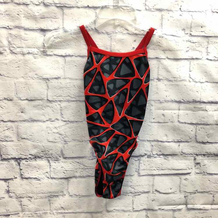Speedo Red & Black Size 10 Girls Swimsuit