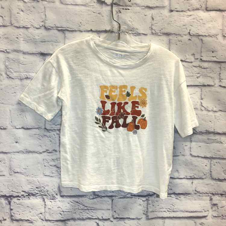 Evsie White Size 7 Girls Short Sleeve Shirt